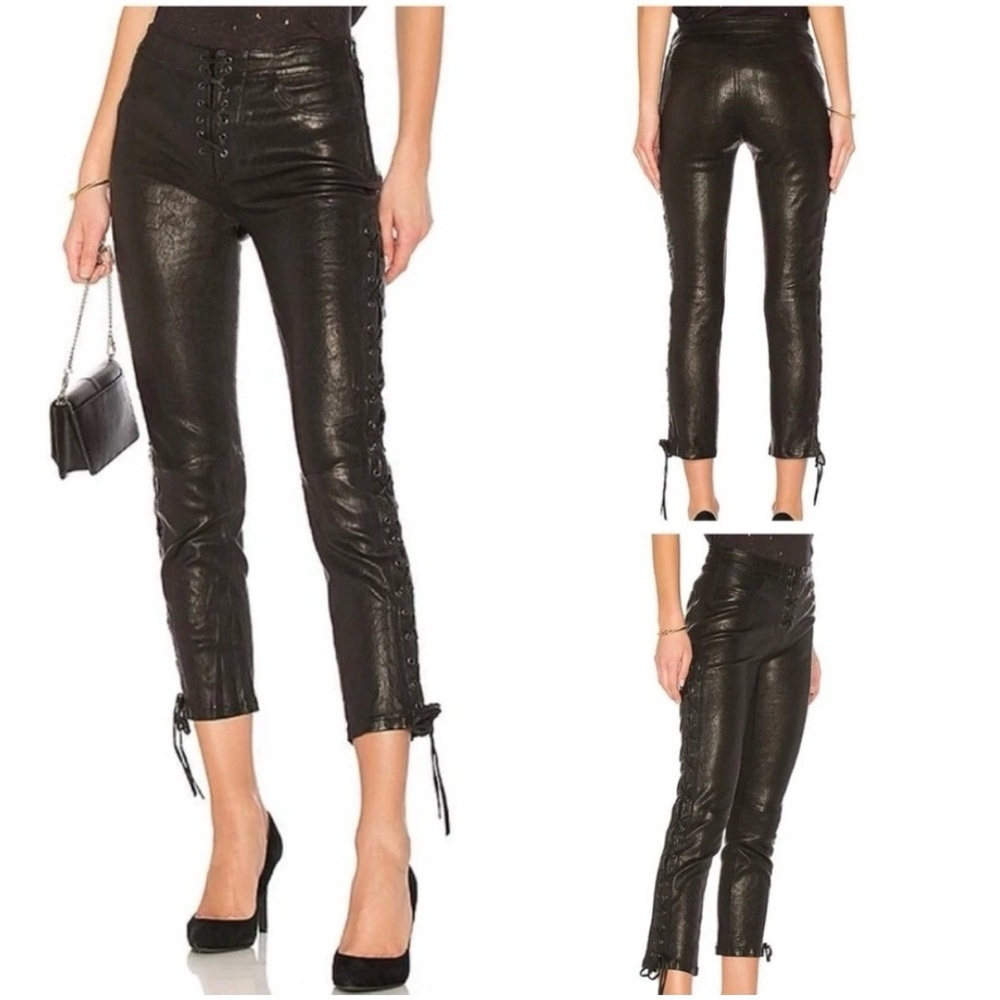 Frame Leather Lace-Up Cropped Pants Size 29, NWT MSRP-1,974